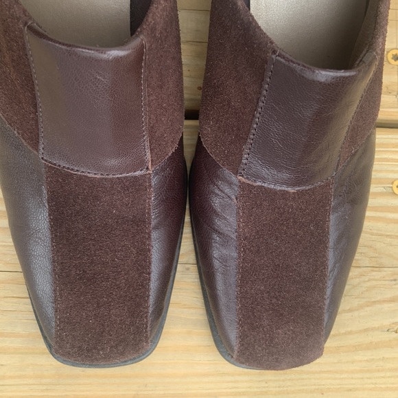 Brown Leather and Suede Slip On Heels 2" Heel size 7 - Picture 10 of 11
